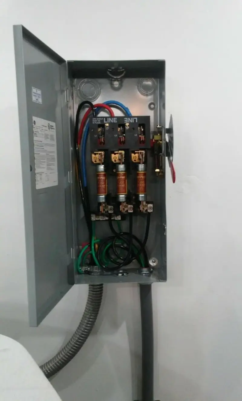 Three-phase disconnect switch installed for Electrical Wiring & Rewiring in Wright
